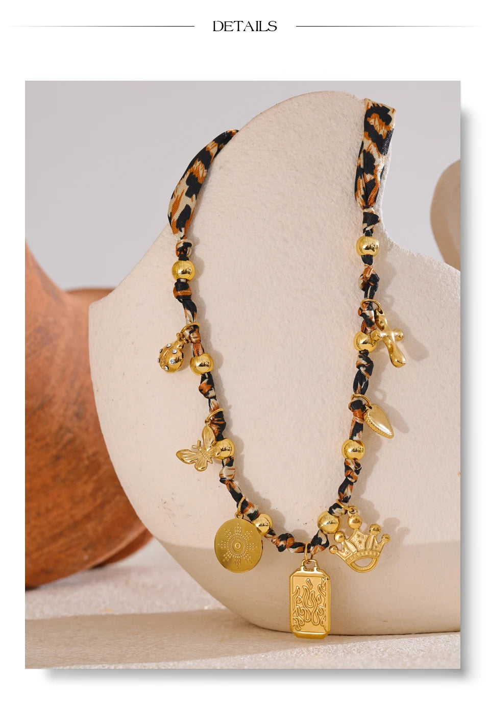 Leopard Print Handmade Charm Necklace