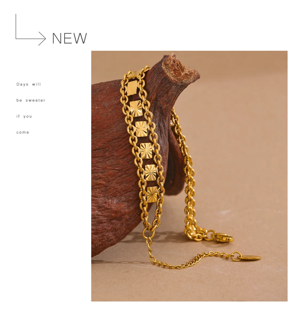 Unique Design Square Handmade Chain Necklace Bracelet