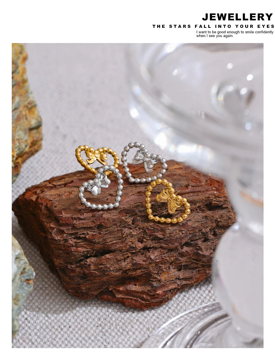 Heart Bowknot Hollow Small Stud