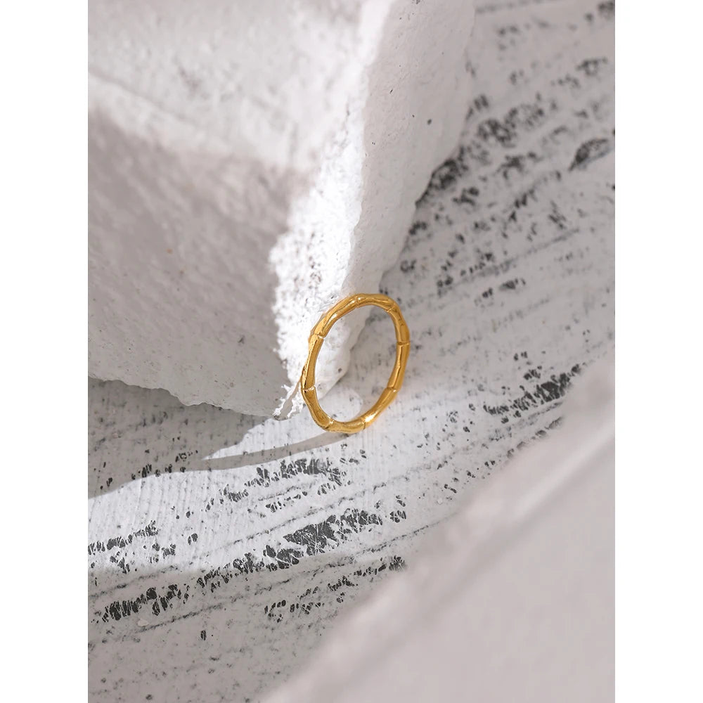 Ring Minimalist Golden Bamboo