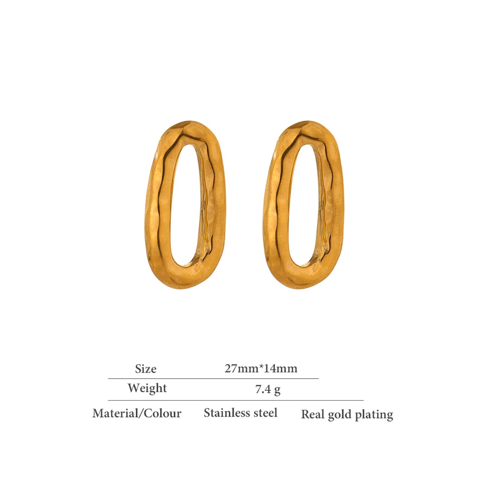 Minimalist Metal Oval Stud Earrings