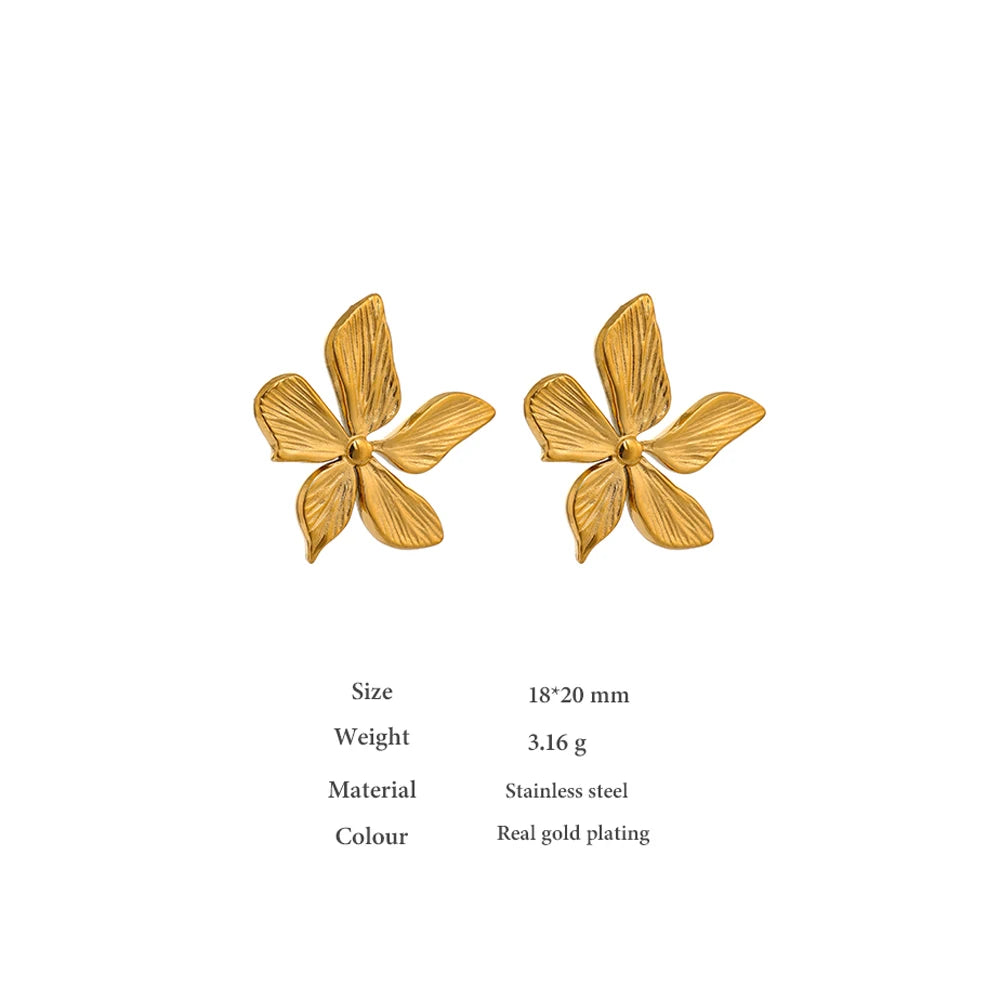 Golden Flower Stud Earrings