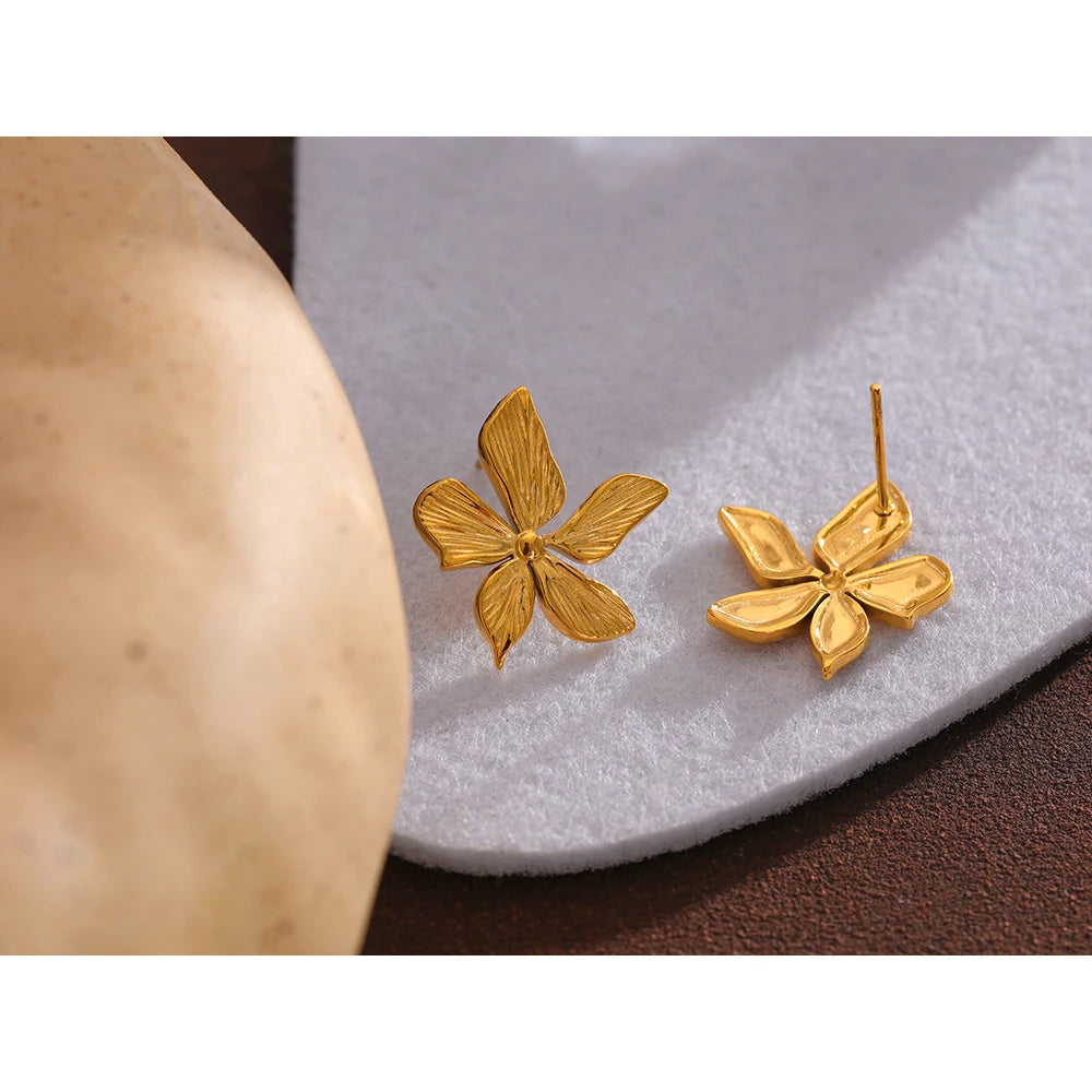 Golden Flower Stud Earrings