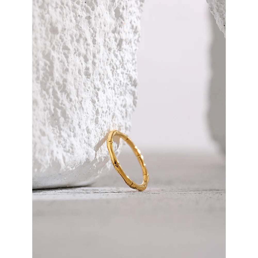 Ring Minimalist Golden Bamboo