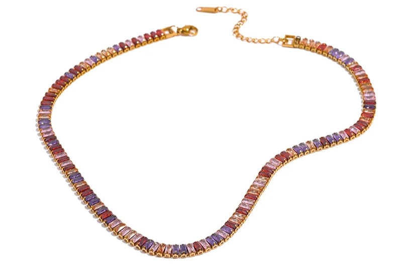 Colorful Cubic Zirconia Chain Necklace