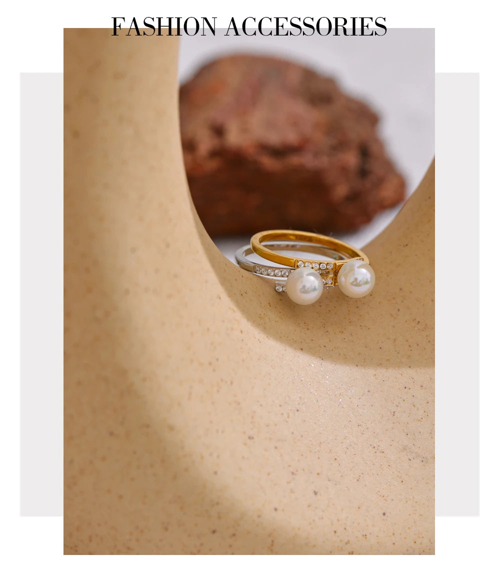 Pearls Chic Zirconia Thin Ring