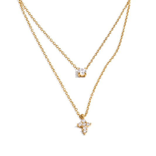 Soft Faith Layered Necklace Cross