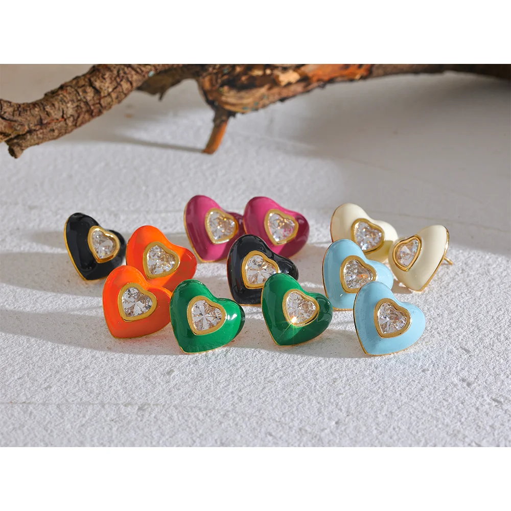 6Color Heart Colorful Stud Earrings