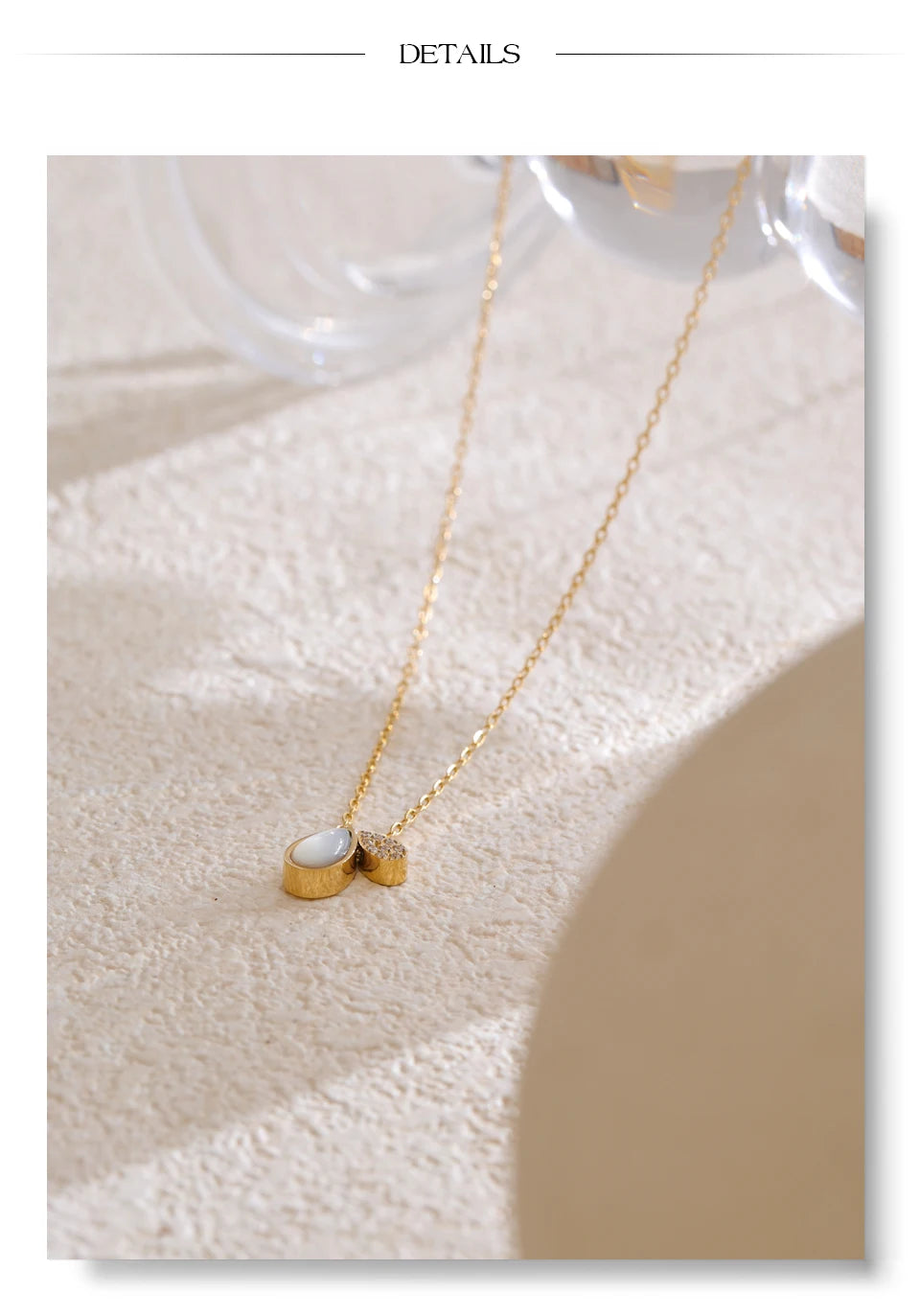 Natural Shell Zirconia Water Drop Pendant Necklace