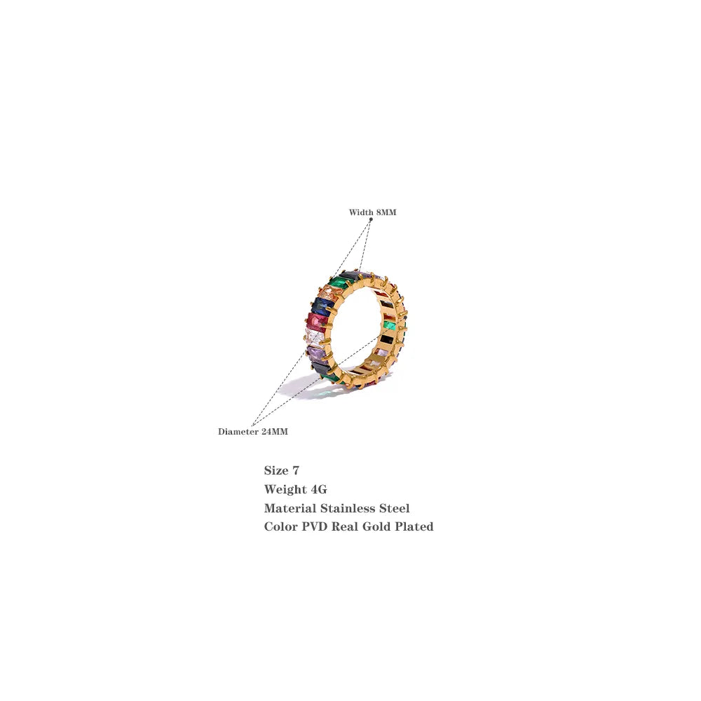 (Multi-Green-White) Delicate Colourful Cubic Zirconia Ring