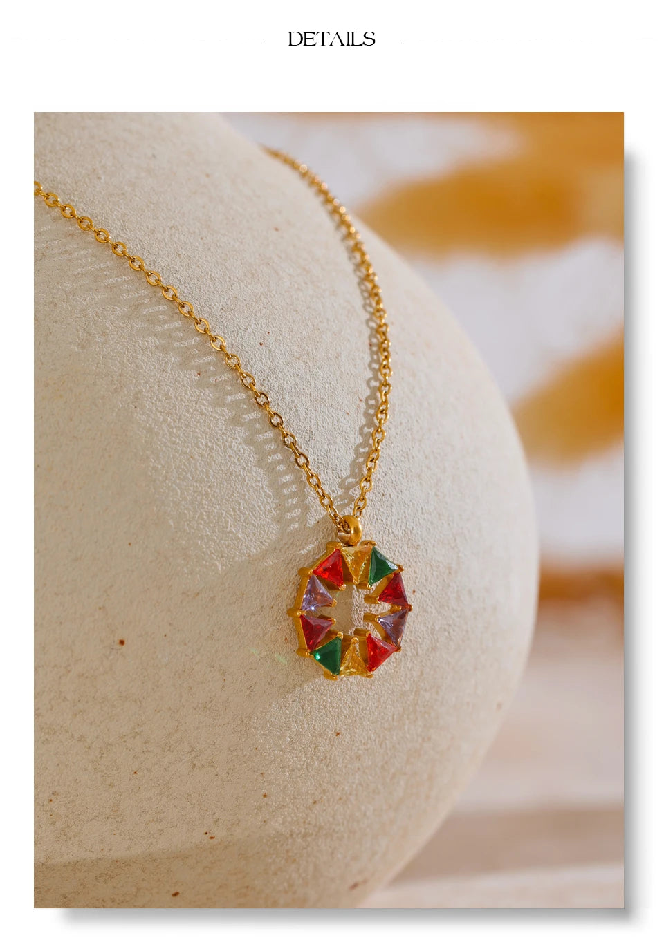 Colorful Bling Cubic Zirconia Round Rainbow Necklace