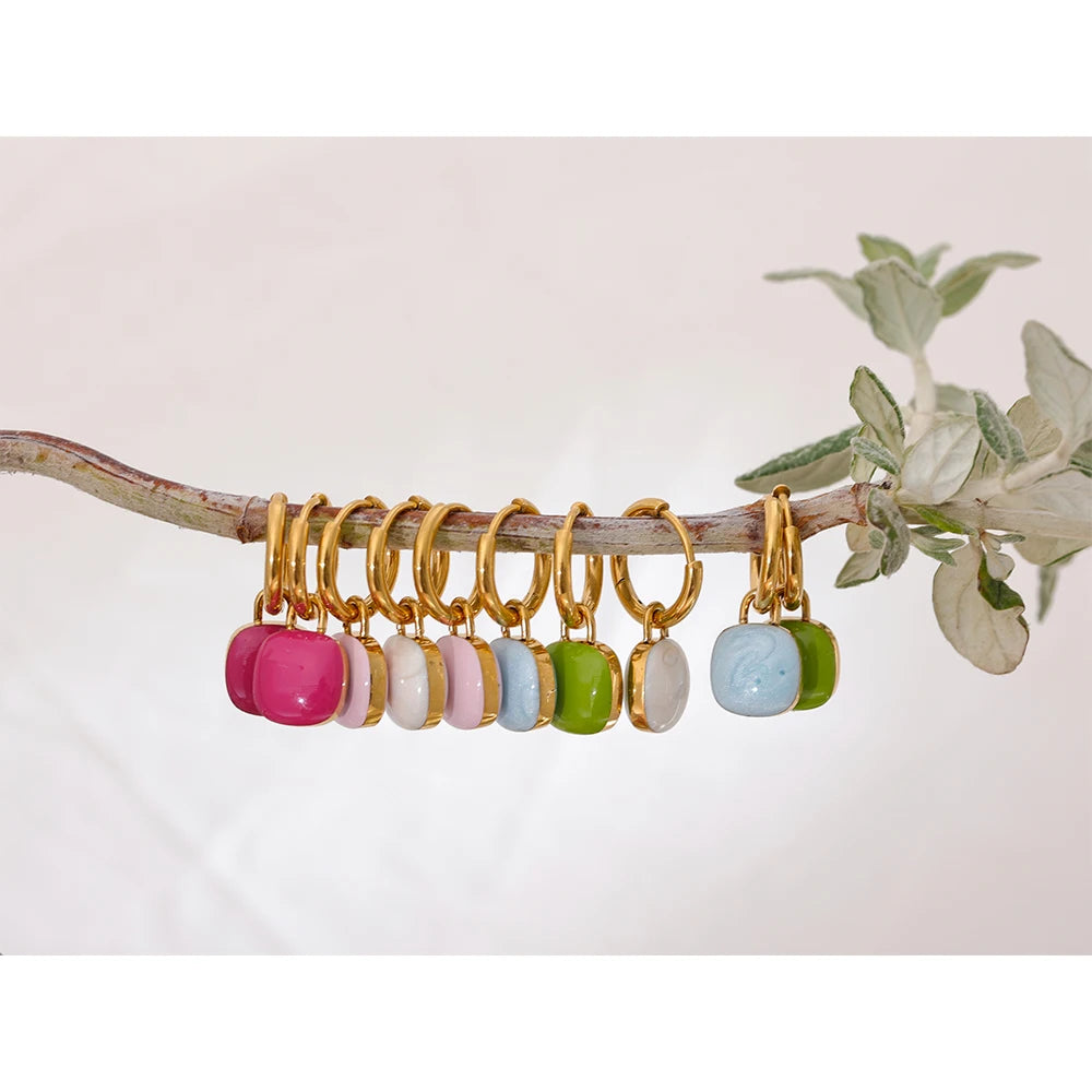 Colorful Enamel Candy Drop Hoop Earrings