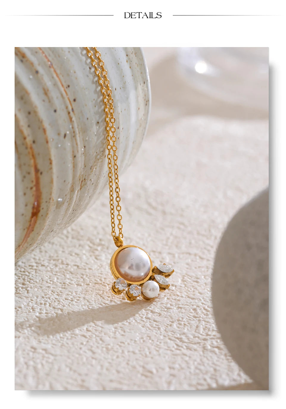 Simulated Pearls Round Zirconia Pendant Necklace