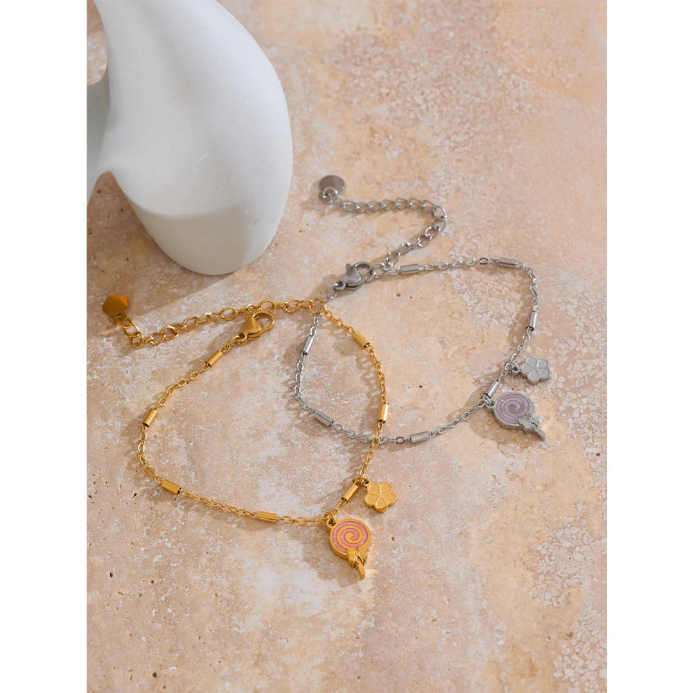 Lollipop Flower Drop Golden Bracelet