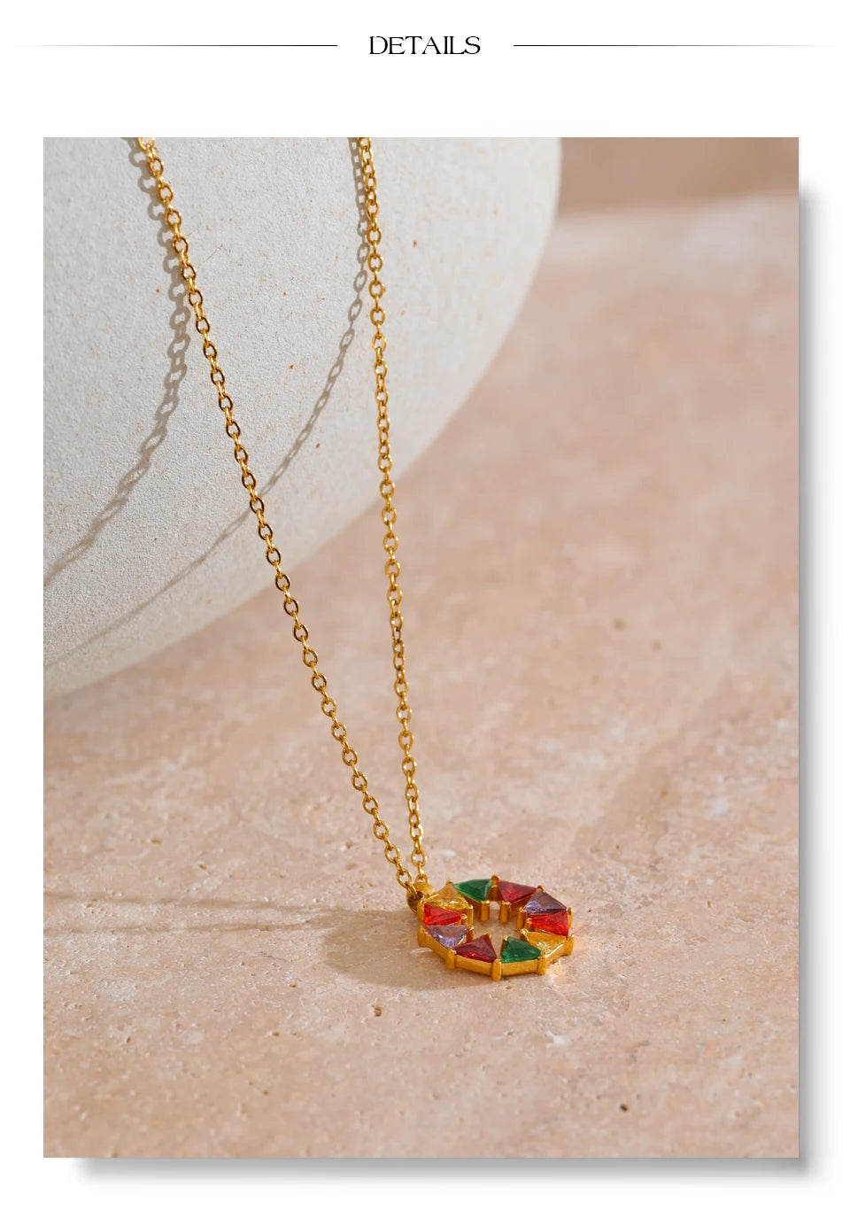 Colorful Bling Cubic Zirconia Round Rainbow Necklace