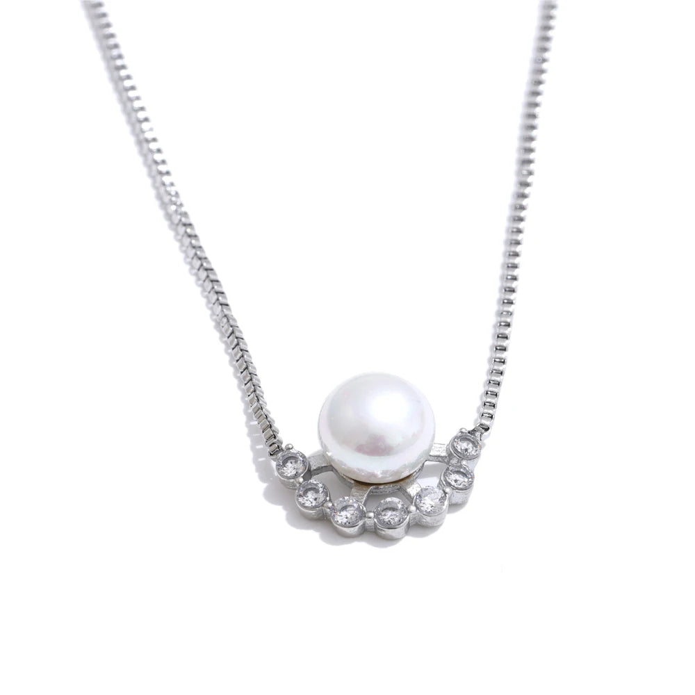 Natural Freshwater Pearl Zirconia Necklace