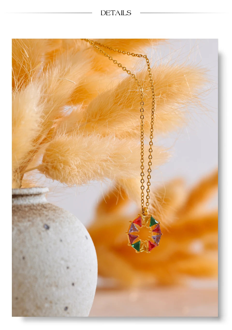 Colorful Bling Cubic Zirconia Round Rainbow Necklace