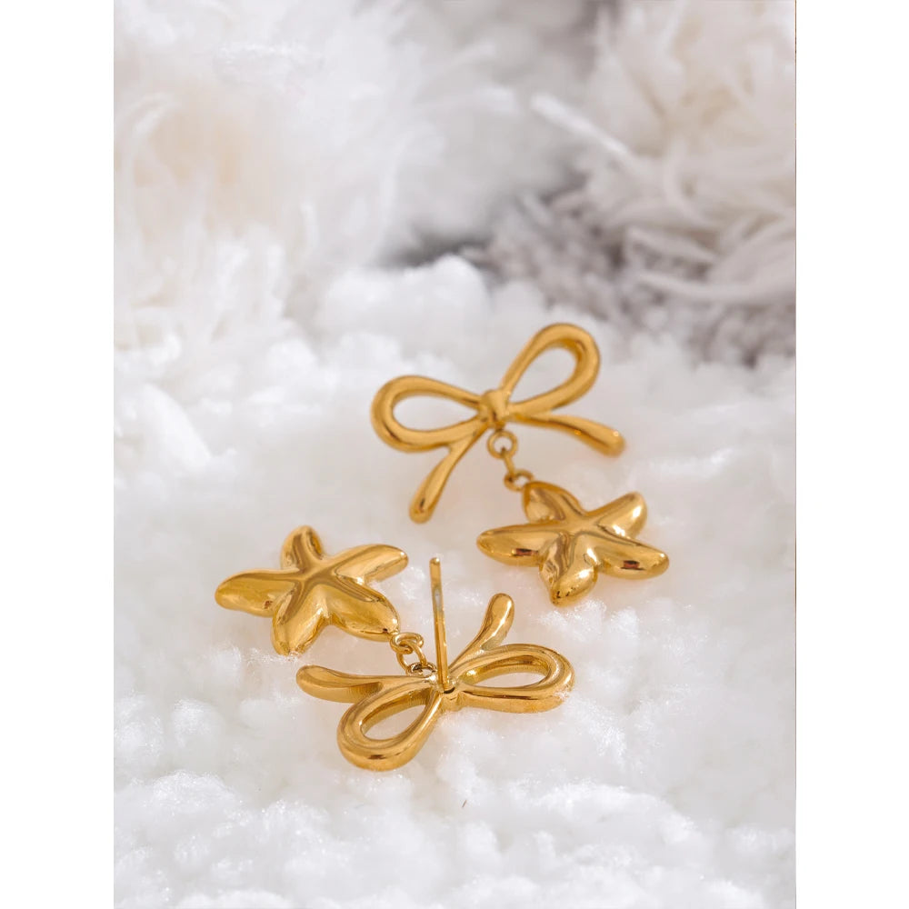 Bow Knot Star Drop Dangle Earrings