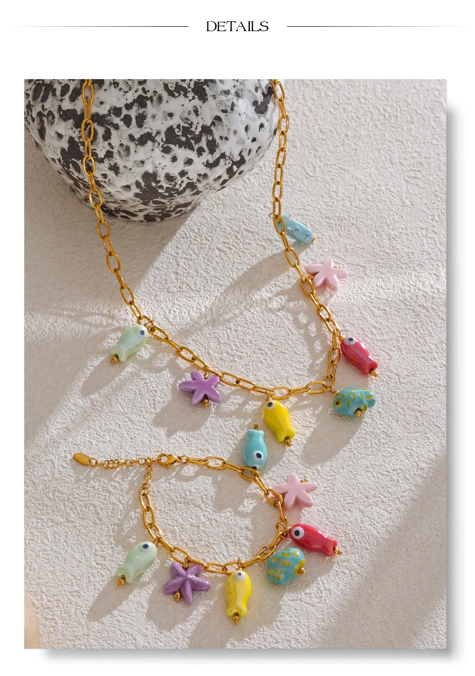 Ceramic Starfish Fish Necklace/Bracelet