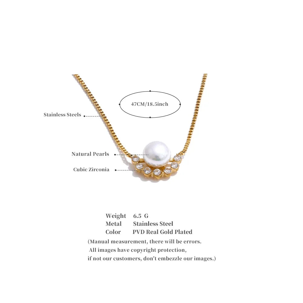 Natural Freshwater Pearl Zirconia Necklace