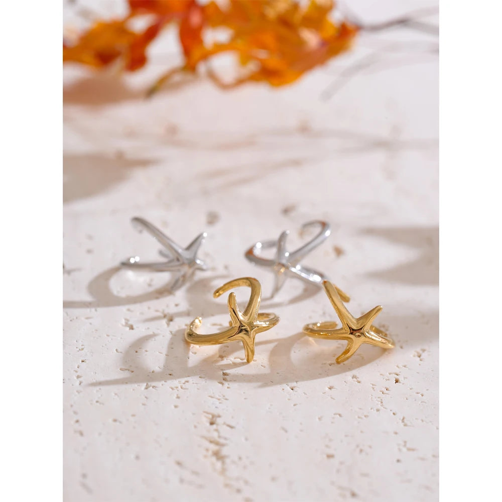 Starfish Wave Clip Earrings