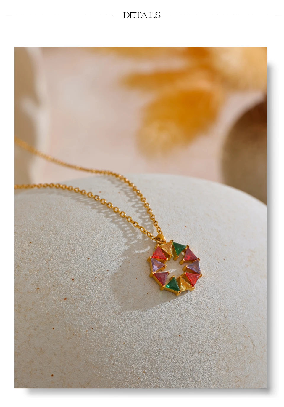 Colorful Bling Cubic Zirconia Round Rainbow Necklace