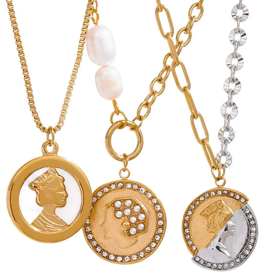 Portrait Queen Coin Necklace