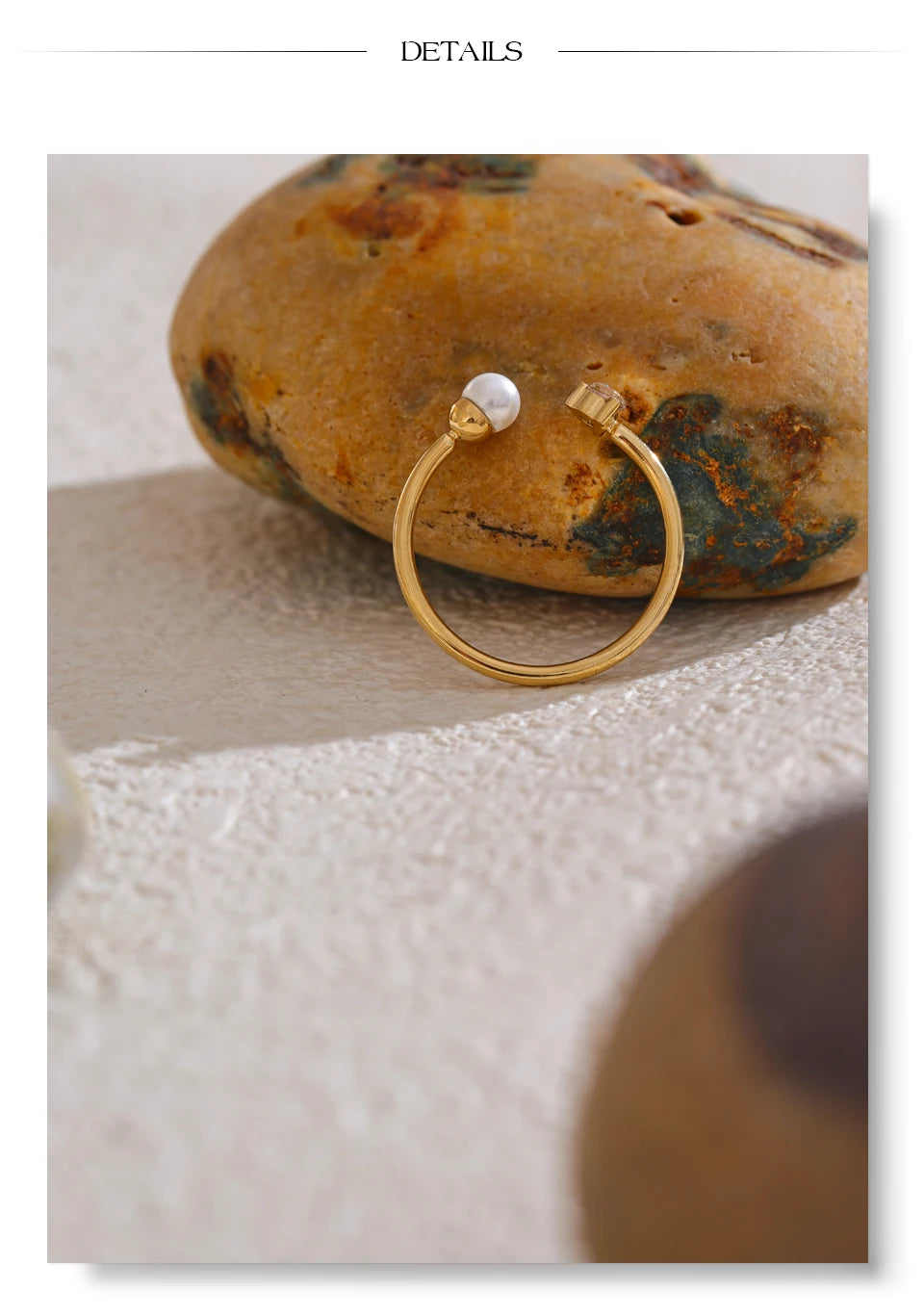 Imitation Pearls Zircon Chic Open Ring