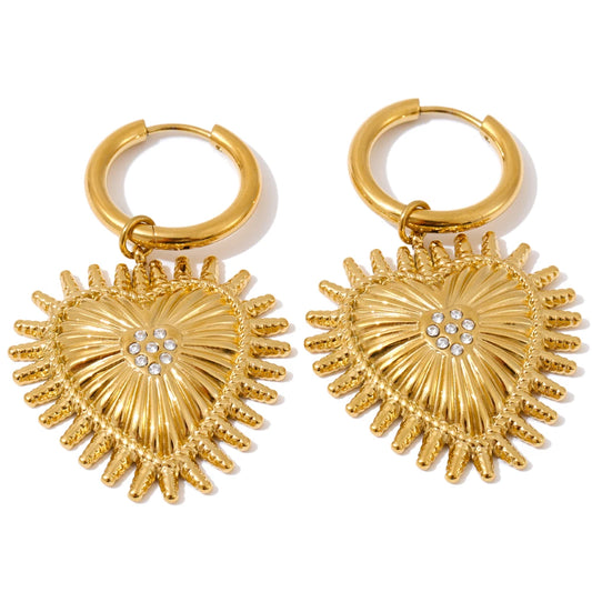Heart Dangle Hoops