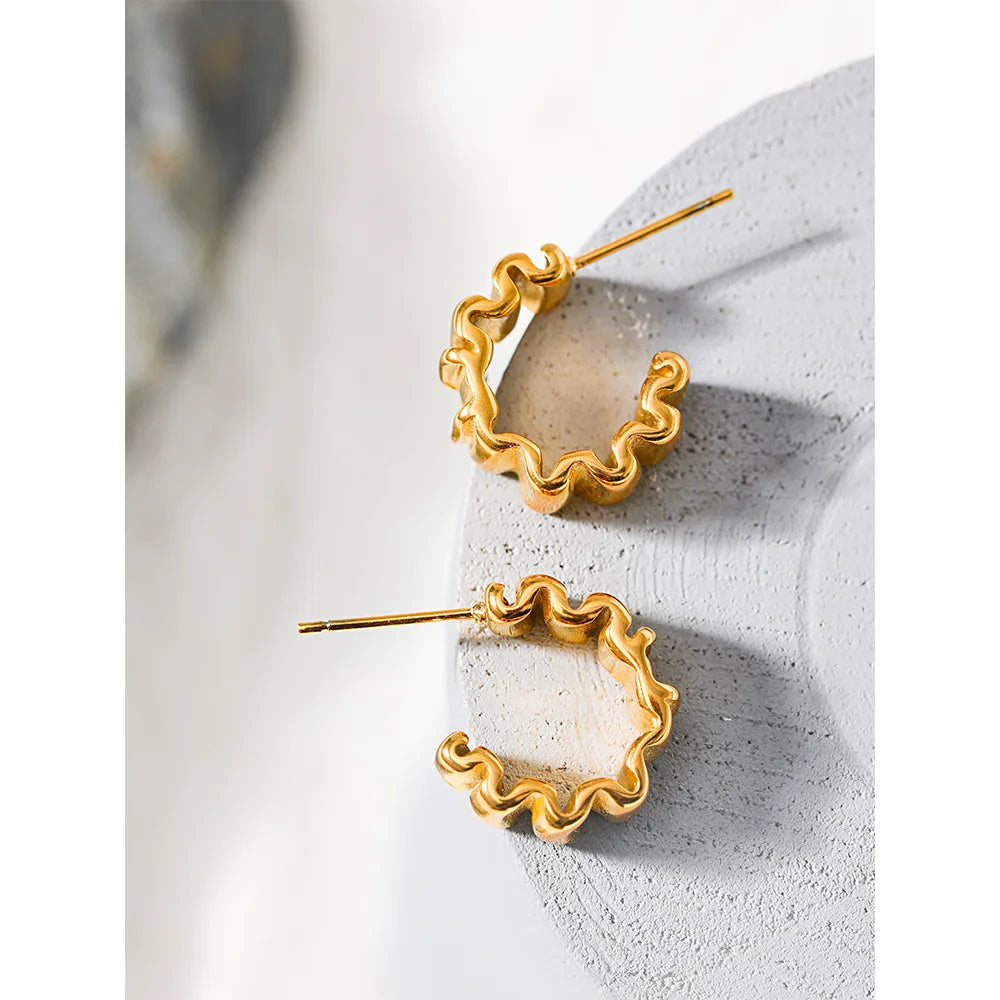 C Shape Golden Small Hoop Earrings