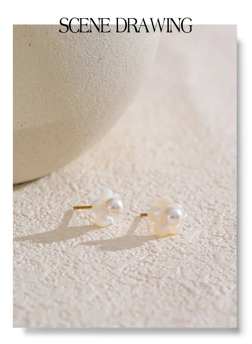 Natural Shell Pearls Flower Stud Earrings