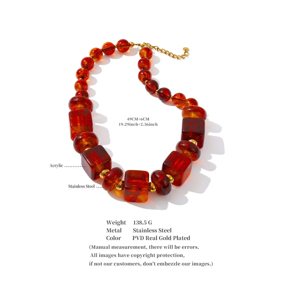 Acrylic Square Round Beads Chain Handmade Necklace