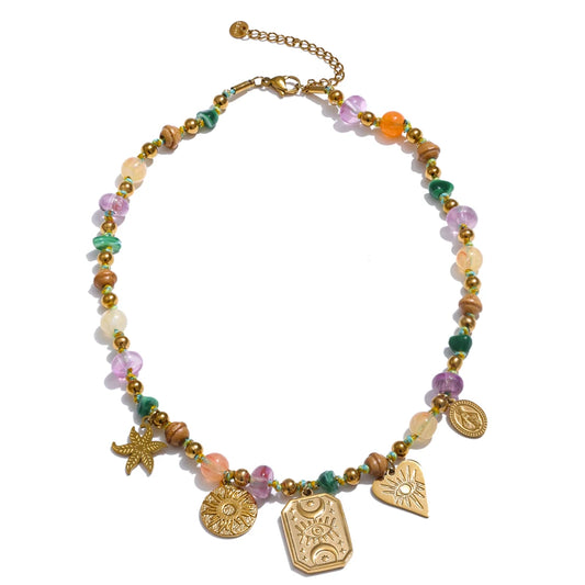 Colorful Natural Stone Necklace Handmade