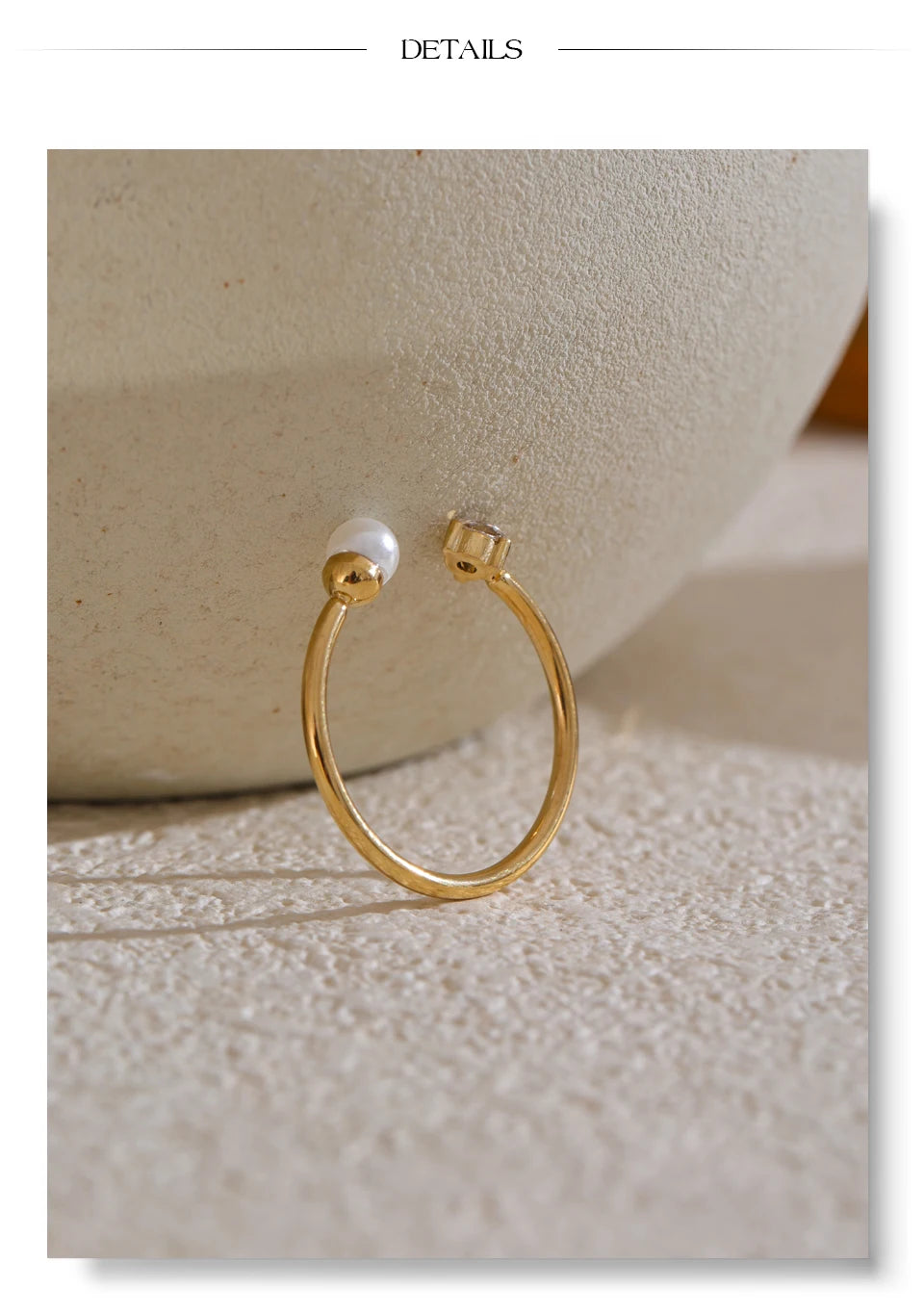 Imitation Pearls Zircon Chic Open Ring