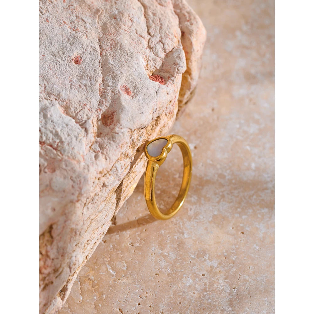 Natural Shell Stone Chic Heart Love Finger