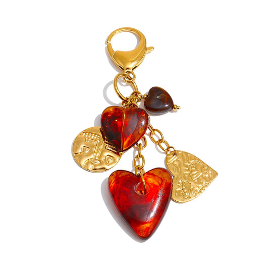 Amber Heart Keychain