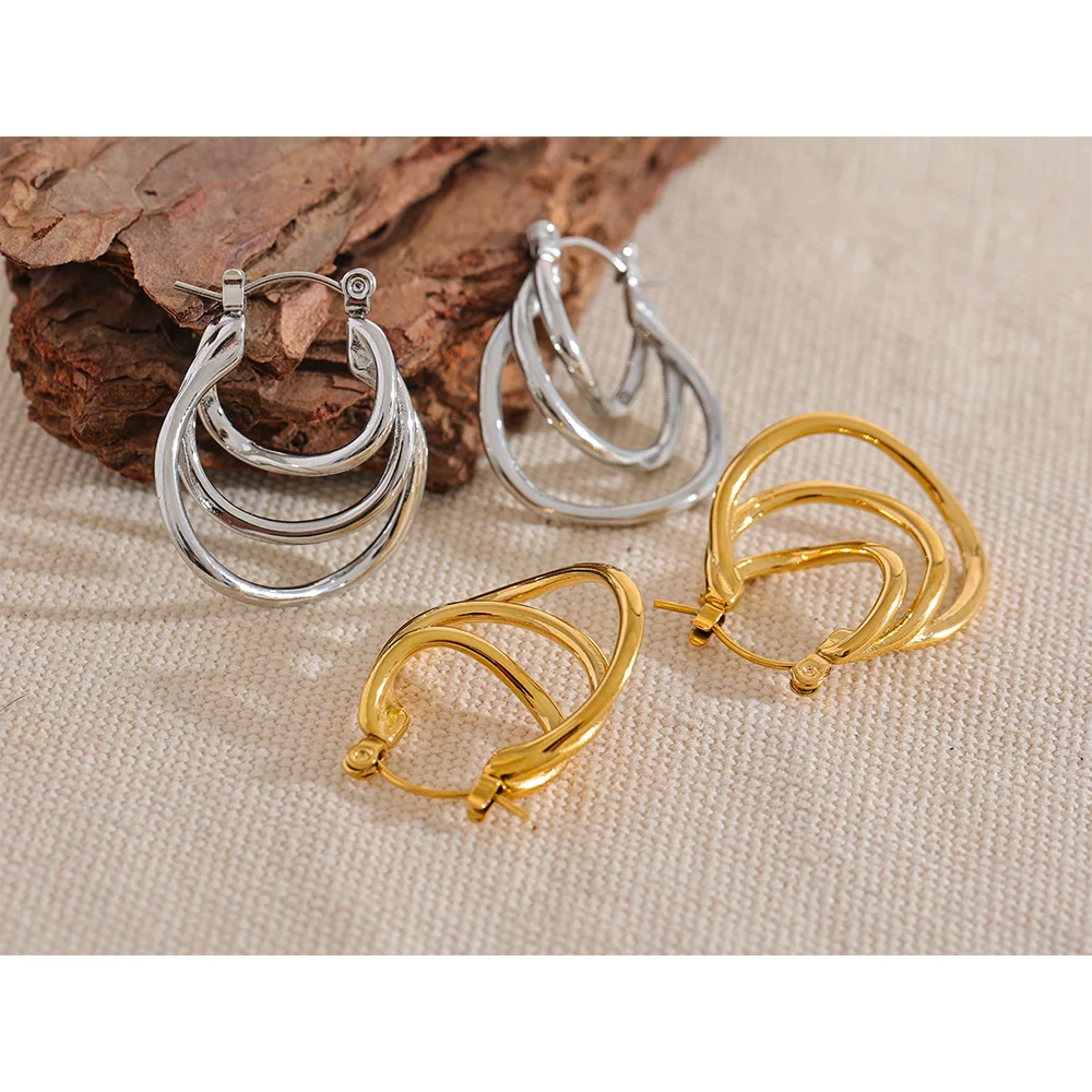 Layered Hollow Hoop Earrings