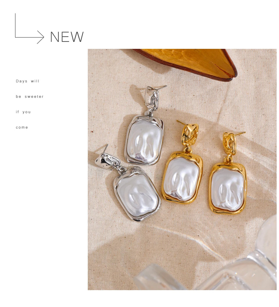 Pearls Square Drop Earrings