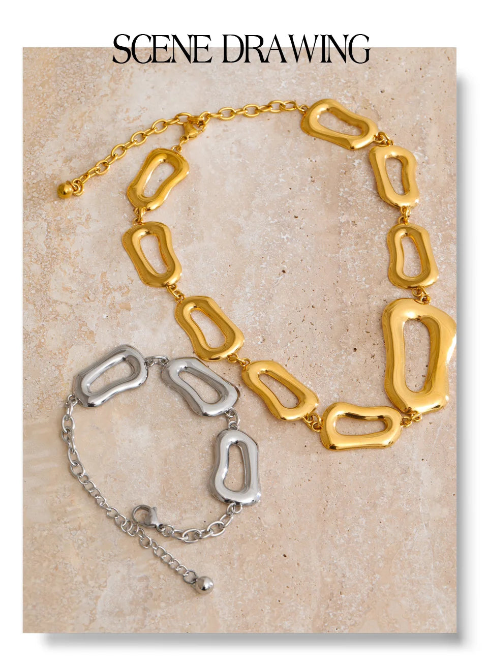 Rectangle Chain Necklace Bracelet