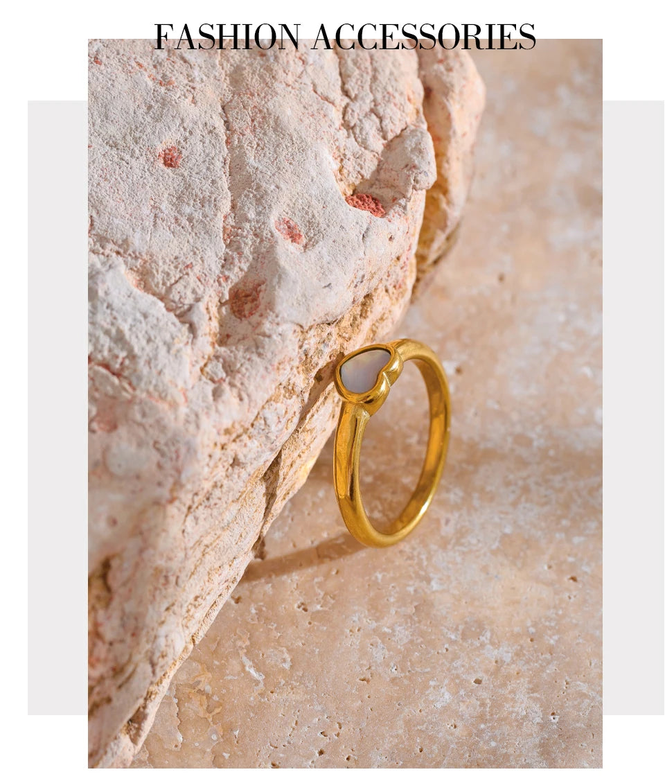 Natural Shell Stone Chic Heart Love Finger