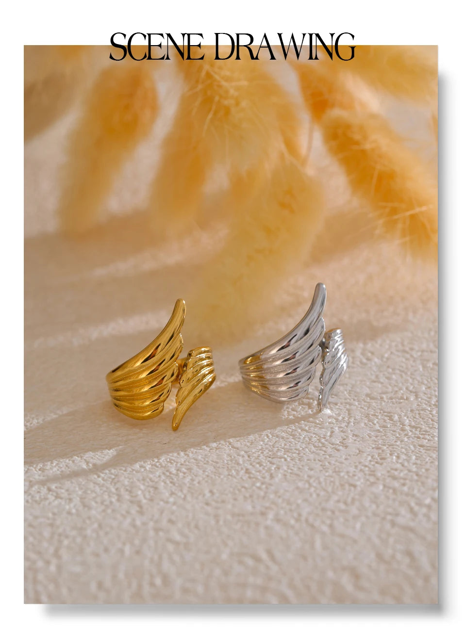 Striped Wing Adjustable Ring