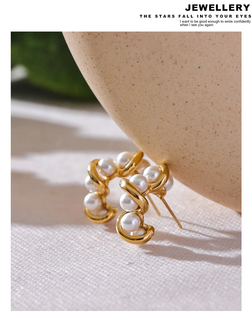 Pearls Twisted Huggie Earrings