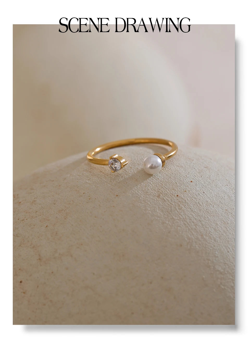 Imitation Pearls Zircon Chic Open Ring