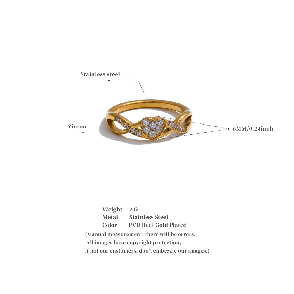 Cubic Zirconia Heart Thin Ring