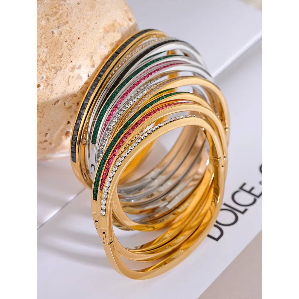 (10 Colors) Round Cubic Zirconia Bangle