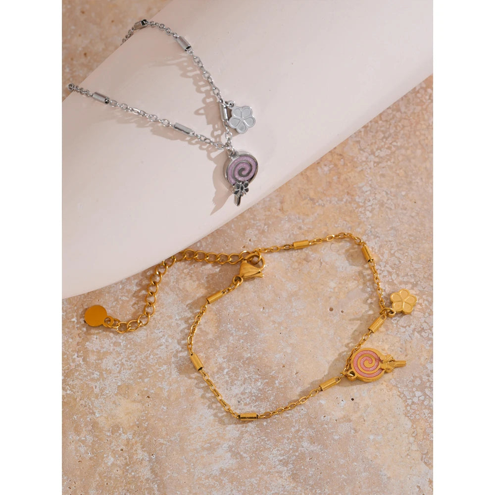 Lollipop Flower Drop Golden Bracelet