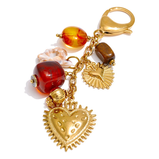 Burn Resin Heart Keychain