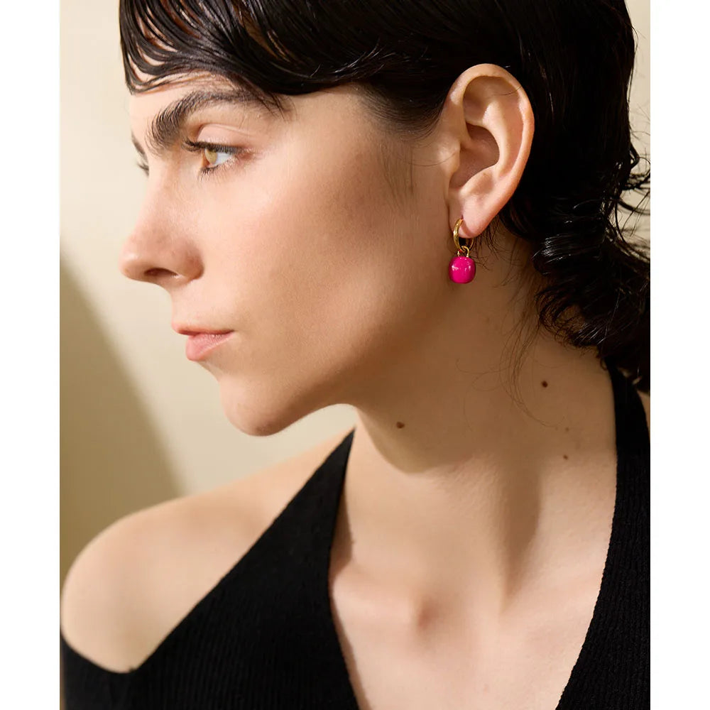 Colorful Enamel Candy Drop Hoop Earrings