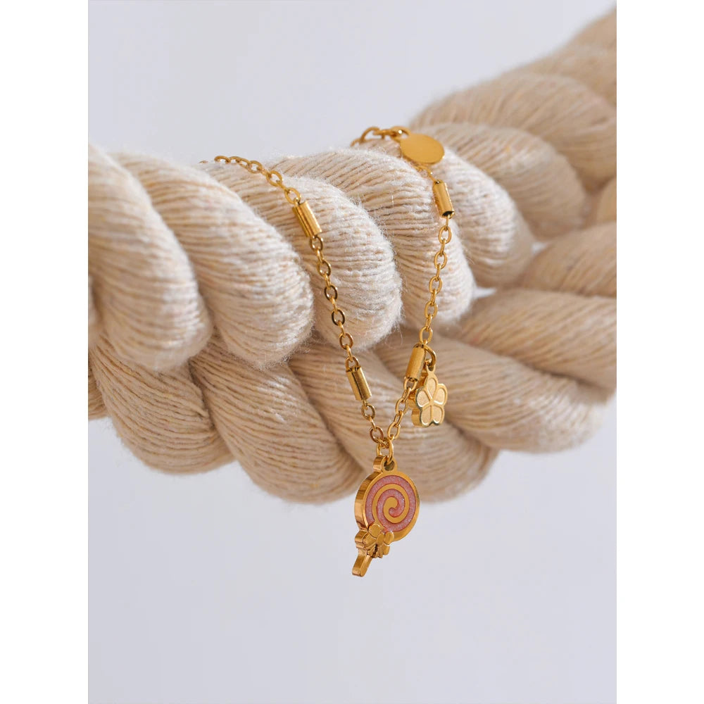 Lollipop Flower Drop Golden Bracelet