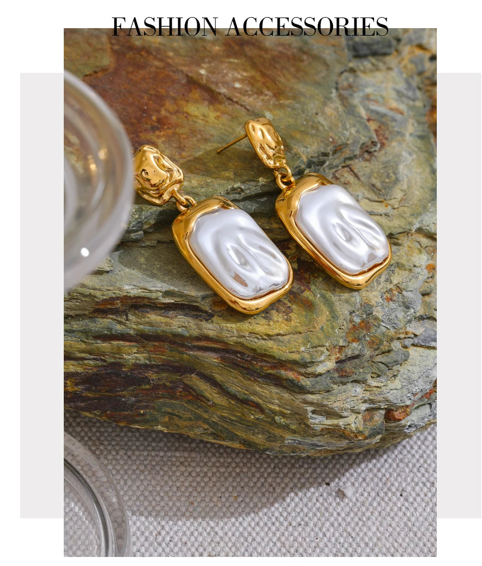 Pearls Square Drop Earrings